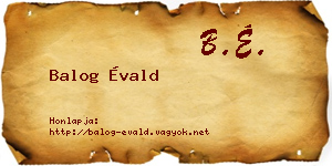 Balog Évald névjegykártya